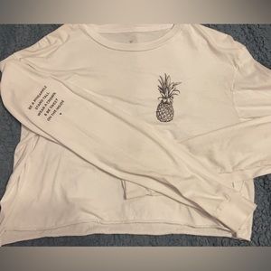 White Sized Large Cropped Long Sleeve Shirt